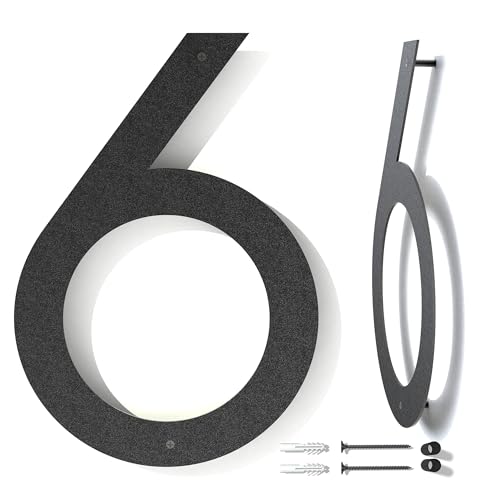12 Inch Metal House Numbers for Outside | Floating Metal Numbers for Mailbox | Modern House Numbers | Black Coated Floating Large House Numbers for Outside | Rust-Proof Home Address Numbers and Letters with Nail Kit