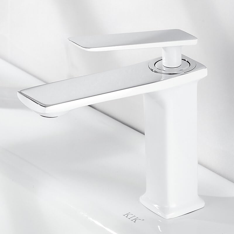 Robinet de lavabo en laiton massif BR-2018A138 au design haut de gamme blanc chrome