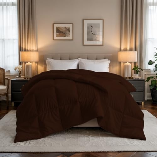 Image of Earthlycozy 300GSM Premium Comforter - Hypoallergenic, Breathable, Reversible, Lightweight, All-Season, AC Friendly and Machine Washable (Chocolate Brown, Double)