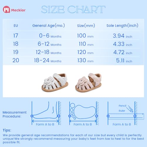 Image of Meckior Baby Toddler Infant Girls PU Leather Soft Open Toe Summer Sandals Flower Princess Flat Shoes