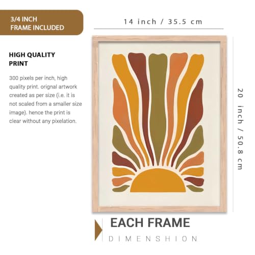 Image of kotart Boho Painting Wall Art Home Decoration Paintings With Frame For Living Room Bed Room Hotel Wall Decor Digital Reprint Set of 3 (14x20 Inch)