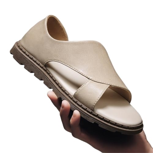 Casual Men Sandals Outdoor Breathable Walking Slippers Male Slides Lightweight Leather Comfortable Men Sandals(D,7.5)