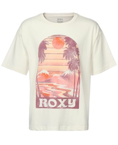 Image of Roxy Girls' Short Sleeve Oversized Fit Logo Tee, Crew Neck Graphic T-Shirt, Soft & Comfortable