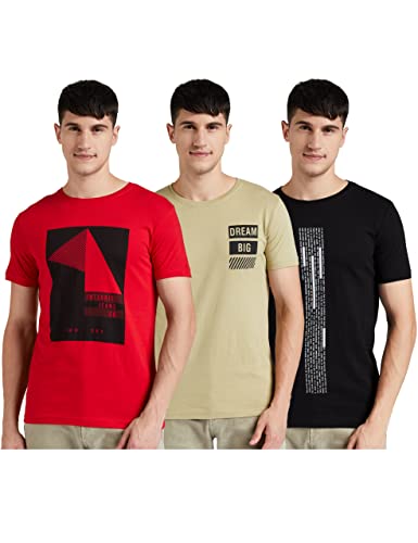 Integriti Men’S Slim T-Shirt (Pack Of 3) (Int-T-Ct-129_Black/Red/Lt.Olive L)