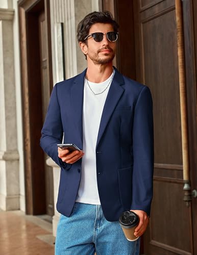 Vssjavun Mens Blazer Sport Coats Lightweight Sport Coat Regular Fit Casual Blazer NBlue L3