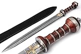 Handmade Damascus Steel Double Edge Roman Gladius Sword, Greek Sword, Sword Art Online, with Leather Sheath