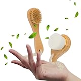 Zeutch Premium Face Scrubber Set, Facial Cleansing Brush for Exfoliator, Natural Bristle Face Scrubber for Lymphatic Drainage, Unclog Pores, Sensitive Skin, Reduce Ance, Glowing, 2 Pack