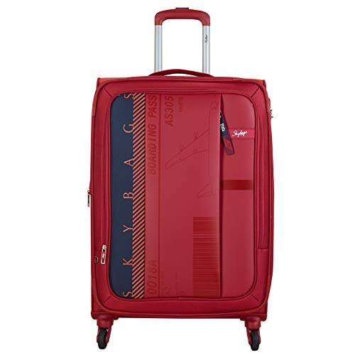 Image of Skybags Polyester Softsided Check-in Luggage 70.5 Cm Polyester Soft 4 Spinner Suitcase (Red, Stairw71Crd)