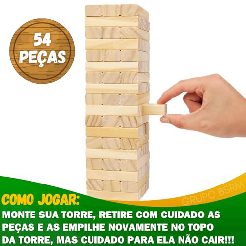Kit Jogo Caiu perdeu edição especial torre de madeira blocos de empilhar infantil com Cilindro Mágic