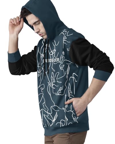 Image of EYEBOGLER Men's Printed Cotton Blend Hooded Neck Full Sleeves Sweatshirt