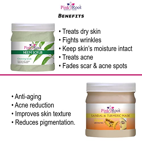 Image of Pink Root Neem Scrub 500gm with Sandal Turmeric Mask 500gm