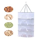 Cudeyrey Trockennetz Kräuter, 4 Lagiges HäNgendes Trockennetz, Mesh Trockennetz, mit Reißverschluss Klappbar, für Trocknen Von Kräutern, Pflanzen, Gemüse, Blumen, Früchten, Fisch,40x60cm