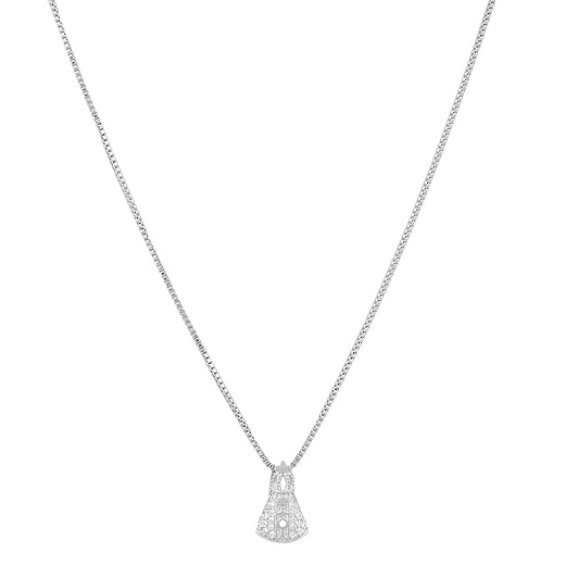 Colar Cordao Nossa Senhora Aparecida Com Pedras Folheada A Prata 925 P