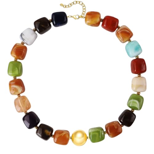 Collier ras du cou perles acrylique résine Y2K femme tendance
