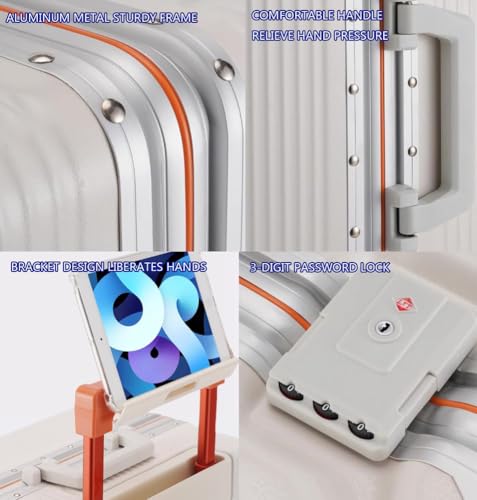 Large Suitcase 4 Wheels Lightweight Medium Hardshell Suitcase Multi Functional Silent 360 ° Universal Wheel Belt Cup Holder,2,20in4