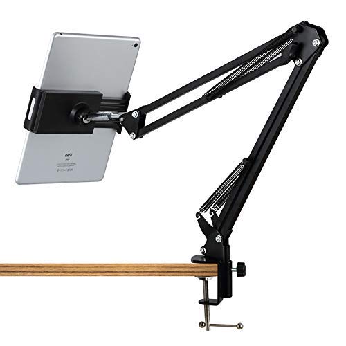 Image of TARKAN Aluminium Lazy Hanging Mount Holder for All Mobiles & Tablets, Flexible Long Arm 360 Adjustable Stand for Table, Bed (Black)