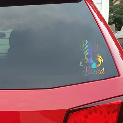 Zipelo Baby On Board Sticker, 2 Pcs Vinyl Decals For Car, Auto Body Window Bumper Decoration, Waterproof Footprint Stickers, Universal Fit For Trucks Motorcycle Wall Laptop (Multicolour) #TOP5