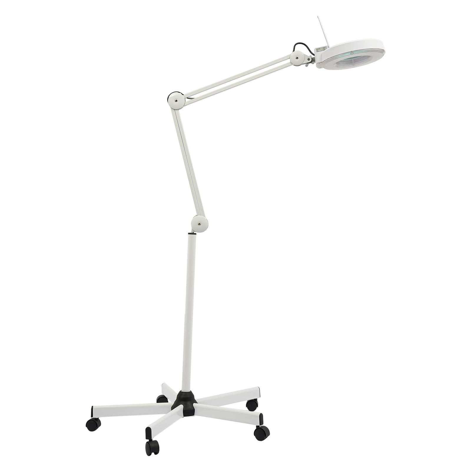 Lupenleuchte 5X, 120 LED Lupe mit Licht und Rollstativ für Kosmetik | Glaslinse 12,5cm, 5-Fach Vergrößerung, 120 LED, Rollstativ, 5 Rollen, für Nähen Lesen Modellbau Juweliere
