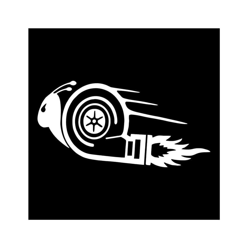Novelty Creative Car Stickers Snail Turbine Waterproof Window Decals KK Vinyl Motorcycle Accessories(White,25cm x 13.2cm)
