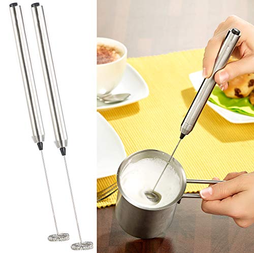 Rosenstein & Söhne Milchaufschäumer Camping: 2 Milchaufschäumer-Sticks mit Edelstahl-Gehäuse, Spiralquirl, Ø 24 mm… – Bild 3