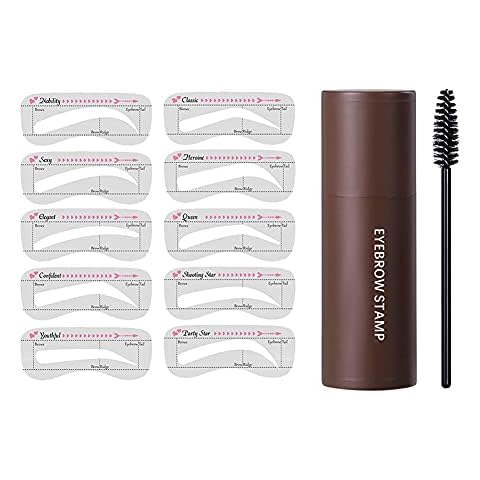 Brow Stamp Reusable Head Eyebrow Powder Stencil Kit Makeup Shadow Stick Eyebrow Shaping Kit for Grooming and Drawing Brows Light Brown Cover