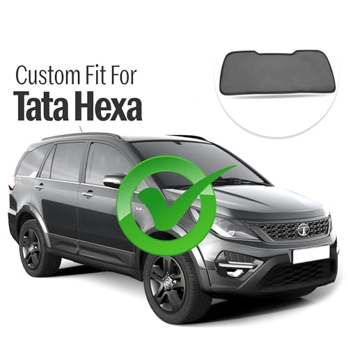 Image of Autofact Dicky Curtain for Tata Hexa | Custom Fit Rear Windshield Sunshade | Foldable Mesh | Privacy & Cooling Car Accessory | Car Rear Sun Shade UV Block Easy Install Durable Black Mesh