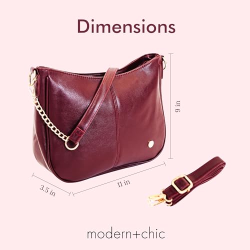 Image of Modern+Chic Crossbody Bags for Women - Marissa Saddle Crossbody, Vegan Leather Shoulder or Handbag with Two Adjustable Straps