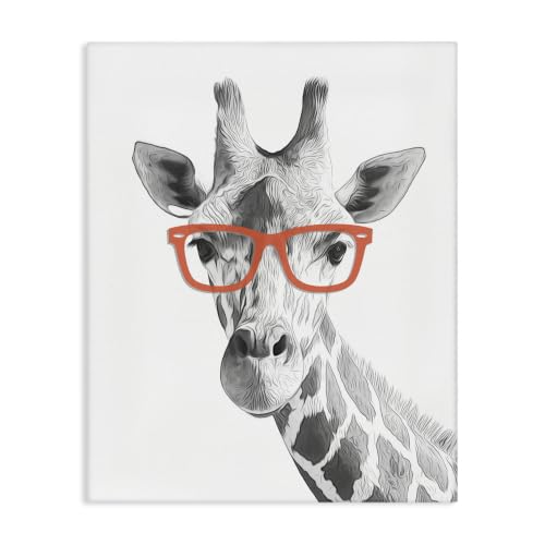 Monochrome Giraffe Portrait, 24 x 30 Inch Canvas Wall Art