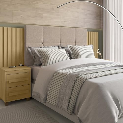 Cabeceira Estofada Extensível Casal/queen/king com 2 Mesas de Apoio 4 Gavetas Suiça Cinamomo