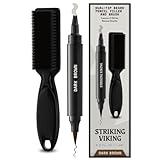 Striking Viking Beard Pencil Filler, Dunkelbraun – Wasserfestes, realistisches und langlebiges Bartstift-Set mit 1 Füllern und Pinsel – Verbessert das Gesichtshaar