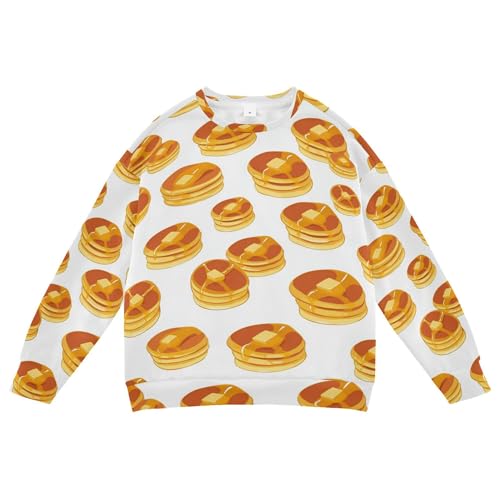 JUNZAN Cartoon Pancakes with Maple Syrup Little Boys Hoodie Sweatshirt Crewneck Outerwear for Kids Party 4T