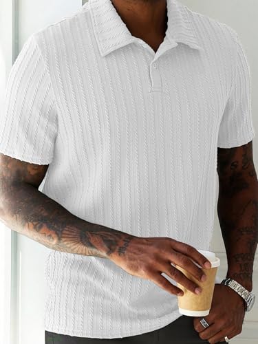 Image of Leriya Fashion Branded Polycotton Tshirt For Man | Men's Summer Textured Polo T-Shirt | Stylish Half Sleeve Collared Tee | Soft Breathable Knit Fabric | Regular Fit Casual Polo for Office, Travel & Everyday Wear