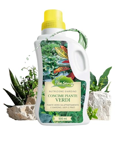 VitaSana Concime Piante Verdi 500ml – Fertilizzante Universale Liquido per Interni e Giardino | Nutrimento Completo per Foglie e Sviluppo | Adatto a Siepi, Prati, Piante da Appartamento, Zero Sprechi