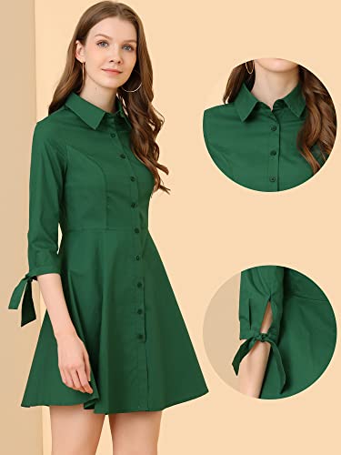 Image of Allegra K Shirt Dress for Women's Button Down Cotton A-line Dress