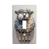 Adorable Sheep Light Switch Cover Plate/Outlet Covers, Soft Blue and Cream Colors for Farmhouse Decor, Perfect for Spring and Easter, Thermoplastic Wall Plates, Standard Size Single Toggle