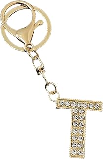 [Rigral] イニシャル キーホルダー バッグチャーム アルファベット キーリング カラビナ キラキラ