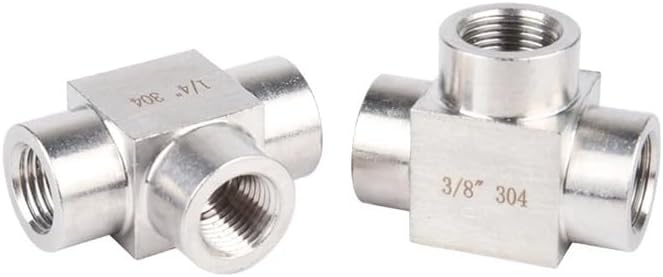 High Pressure M8 10 12 14 16 18 20 22 Metric Female Tee 3 Way Splitter Mainfold Block 304 Stainless Steel Pipe Fitting Connector (M12x1.25mm)