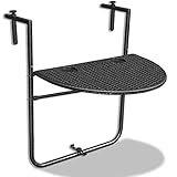 XMTECH Balkonhängetisch Klappbar,3-Fach Höhenverstellbarer Klapptisch, 60 x 40 cm (L x B), Balkontisch Hängetisch für Garten, Balkon, Terrasse, Schwarz Kunststoff Rattan-Optik