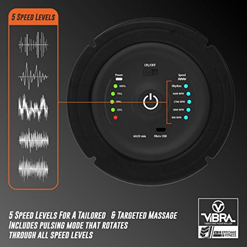 VIBRA Vibrating Foam Roller - Next Generation Electric Foam Roller with 5 Speeds Settings | Includes Carry Case & Vibration Foam Rolling Training (Black)