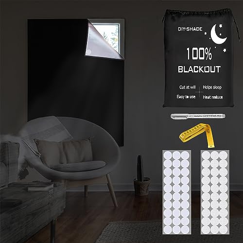 Portable Blackout Curtains, Blackout Shades With 30 Pairs Of Velcro And 30 Pieces Of Invisible Adhesive,100% Blackout Material Blackout Blinds For Baby Nursery, Bedroom Or Travel Use(118" X 57") #TOP17