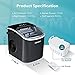 EUHOMY Countertop Ice Maker Machine with Handle, 26lbs in 24Hrs, 9 Ice Cubes Ready in 6 Mins, Auto-Cleaning Portable Ice Maker with Basket and Scoop, for Home/Kitchen/Camping/RV. (Black)