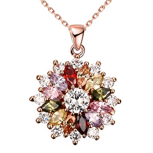 Colorful-Snowflake-Pendant-Necklace-Rose-Gold-Plated-Multi-Gemstone-Necklaces-Marquise-Cubic-Zirconia-Necklace-for-Women-182-inch