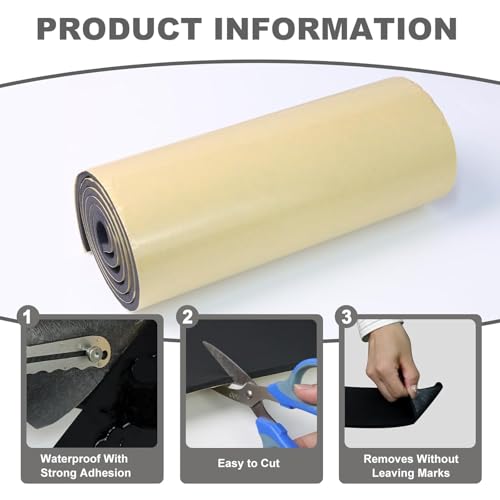 Image of Closed Cell Insulation Neoprene Foam Sheet, 13 in x 80 in x 3 /4 in Soundproof Foam Rubber Sheet with Adhesive, Multi-Function Waterproof Foam Padding