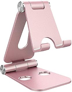 Simpeak Tablet Stand, Dual Foldable Aluminum Stand Universal Phone Stand Holder Compatible with iPhone iPad and All 4-10inch Devices,Rose Gold