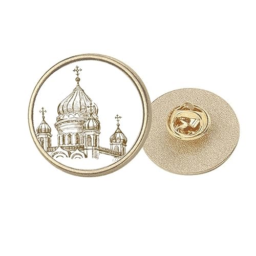 Broche ronde motif croquis d'artiste en métal doré taille M pour veste