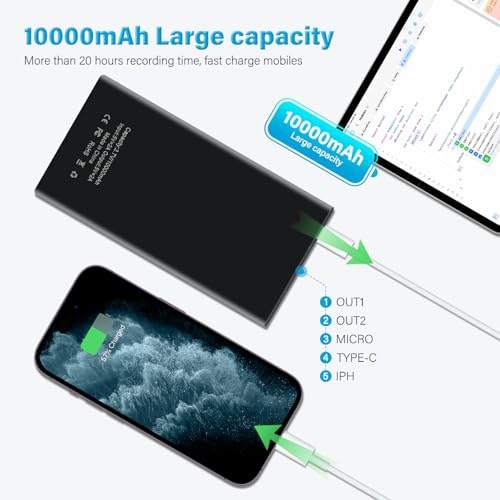 KAGMY Spy Hidden Camera,1080P 10000mAh Portable Power Bank Hidden Camera,20 Hours Continuous Record Security Nanny Cam Secret Cameras with Gravity Sensor/Motion Detection/Night Vision—No Wifi Needed - Image 5