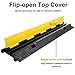 Reliancer 3 Pack Dual Channel Rubber Cable Protector Ramp 2 Channel Traffic Speed Bump 11000lbs Capacity Heavy Duty Driveway Hose Cover Ramp Cord Track Protector Wires Concealer w/Flip-Open Top Cover