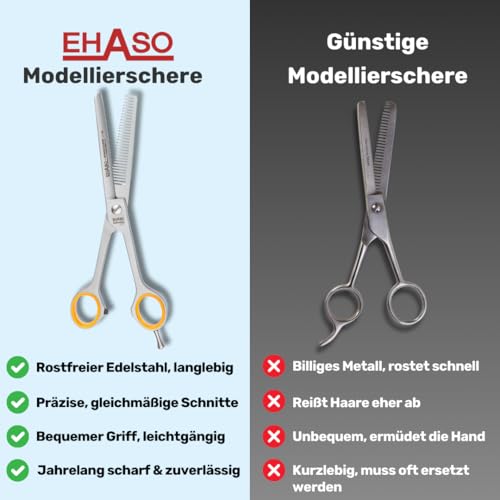 EHASO einseitige, hochwertige Modellierschere Rostfrei, 17cm mit 30er Zahnung