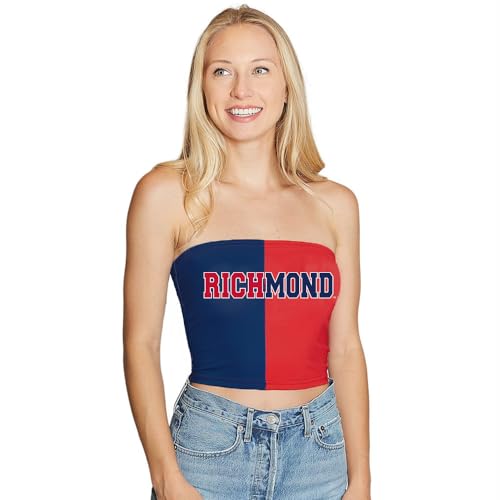 Lojobands Women's Tailgate Outfit College Two Tone Color Block Tube Top Made in USA One Size Fits Most (Richmond Spiders - Red & Navy)