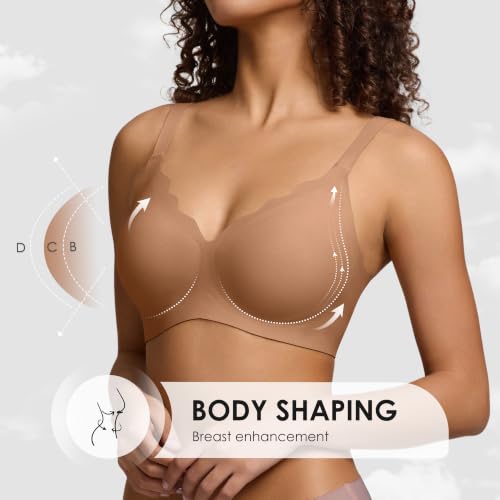 Image of Seamless Wireless Bra for Women with Support - No Underwire Full Coverage Push Up Comfort Bras - Back Fat Smoothing Bralette